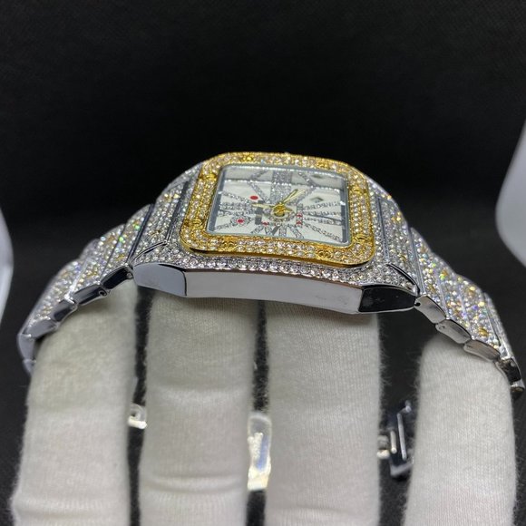 COPY - Luxury Looking Duo Color 18K Plated Full Diamond Watch, Men Bling Hip Ho… - Picture 6 of 6